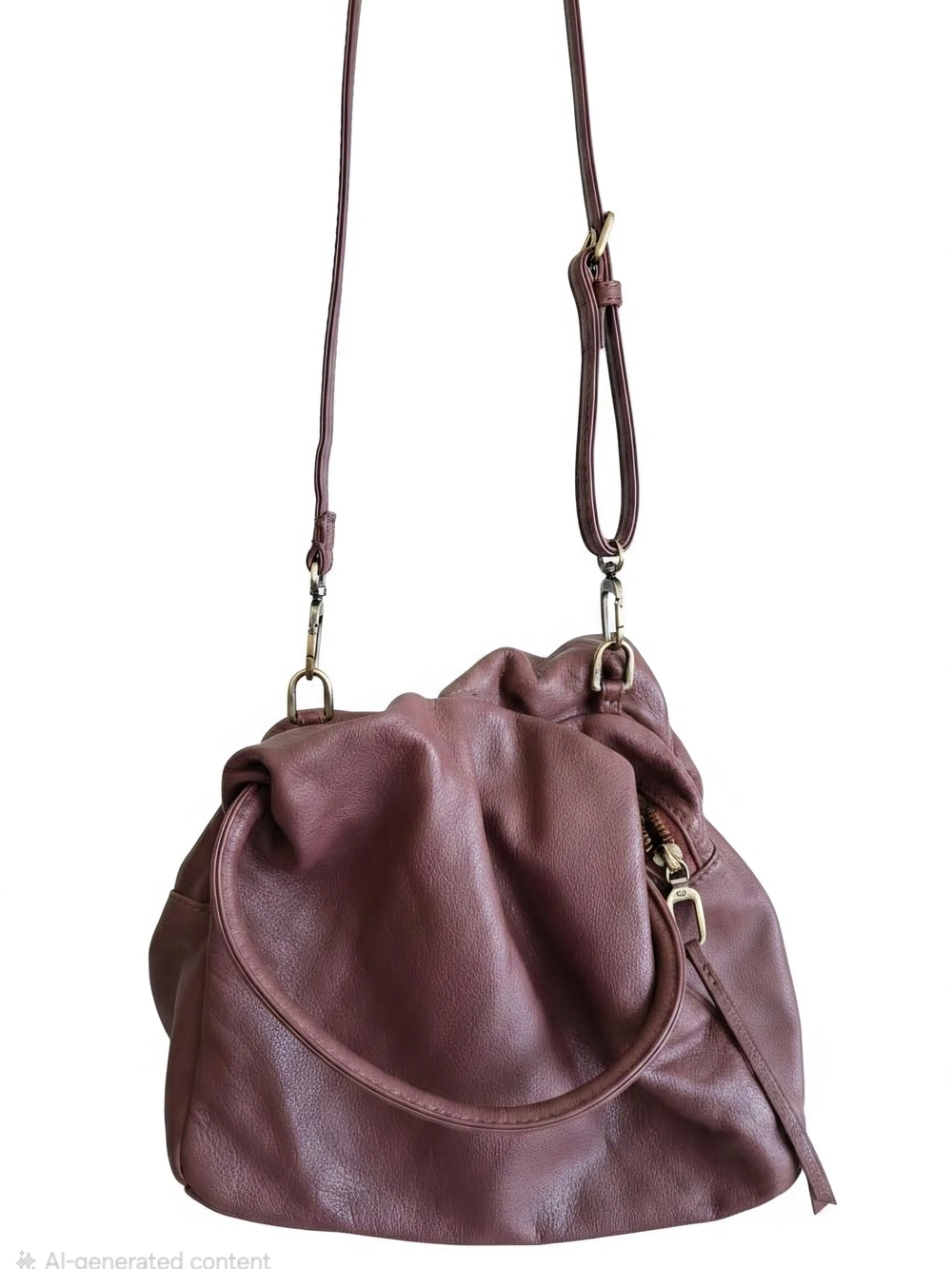 HOBO Mauve Leather Shoulder Bag with Adjustable Strap